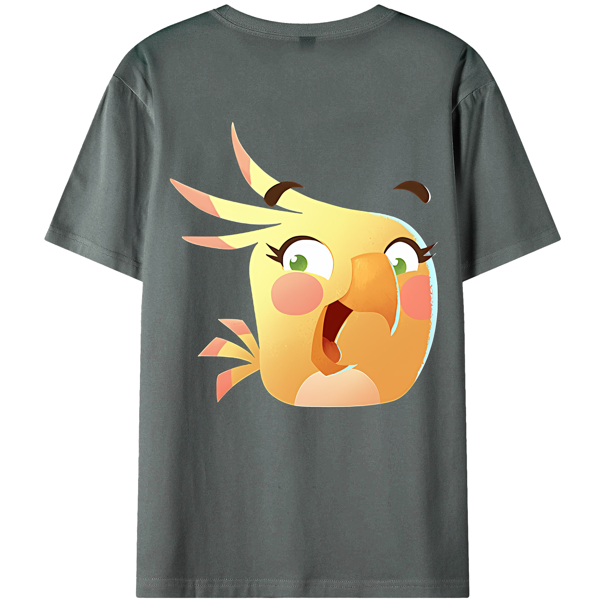 （画像用） Angry Birds アングリーバード 綿100％ メンズ半袖Tシャツ（バックプリント） 通気性